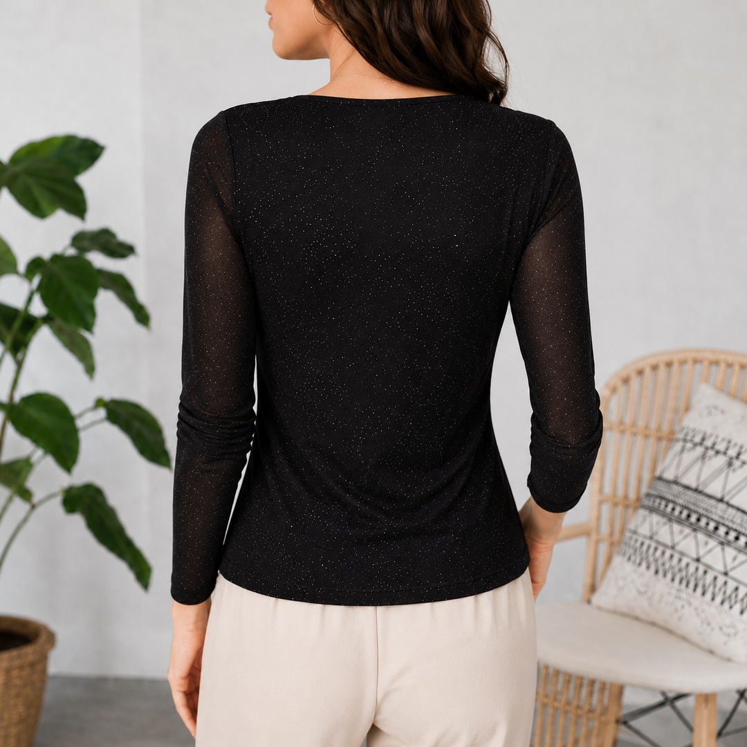 Harper | Relaxed Sparkle Crossover V-Neck Party Top