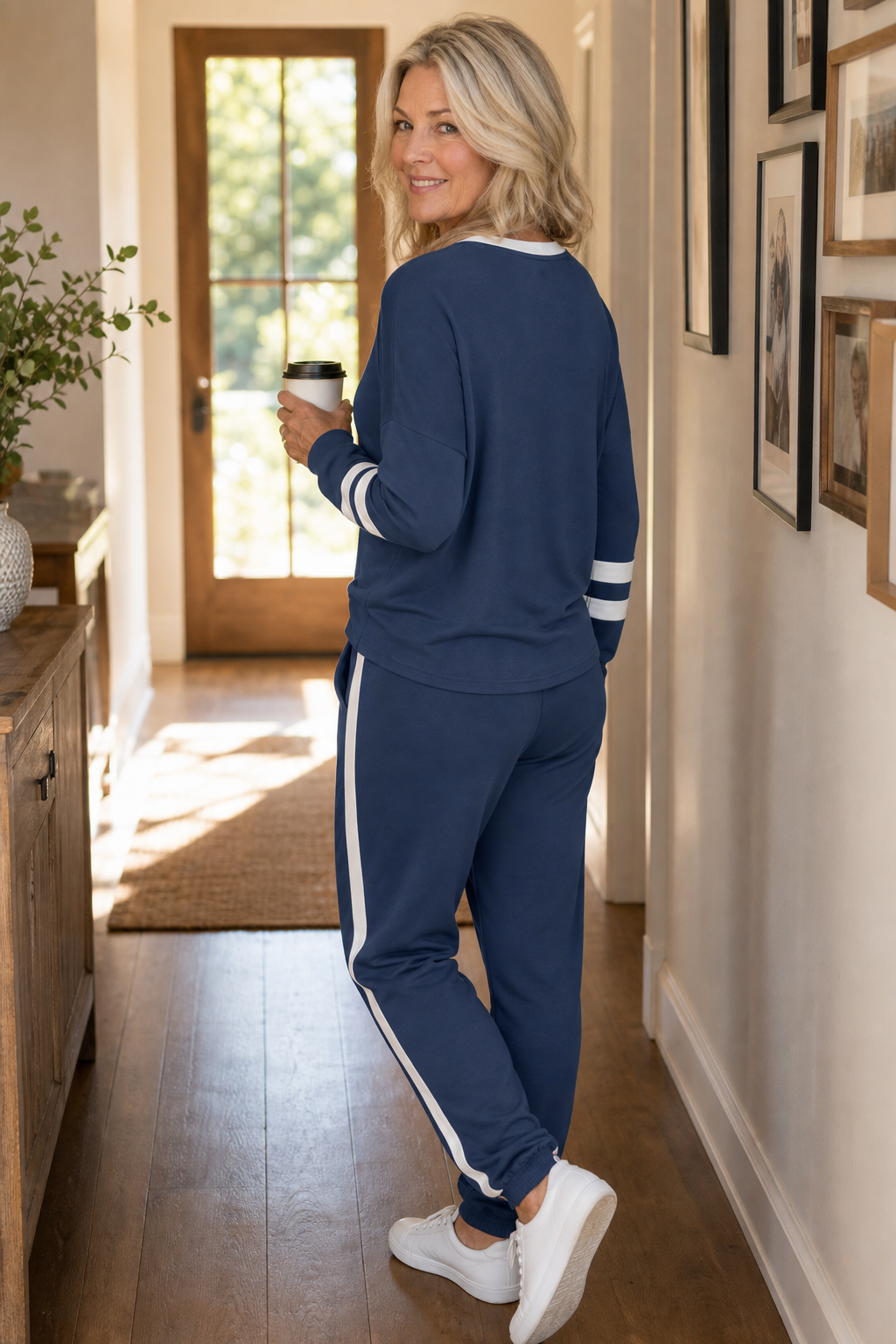 Harper | Relaxed Stripe Trim Long Sleeve Ladies Pyjamas
