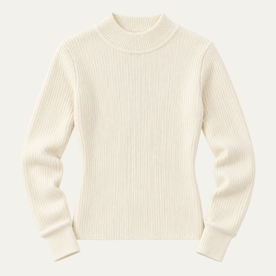 Harriet | Ribbed High Neck Slim Fit Womens Jumpers