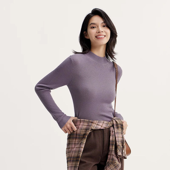Harriet | Ribbed High Neck Slim Fit Womens Jumpers