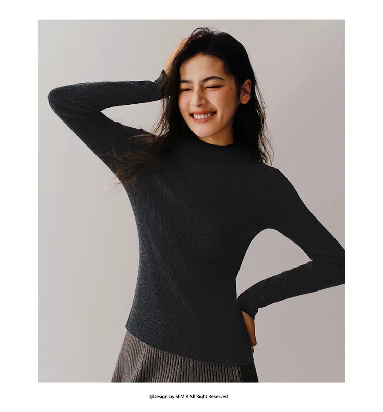 Harriet | Ribbed High Neck Slim Fit Womens Jumpers