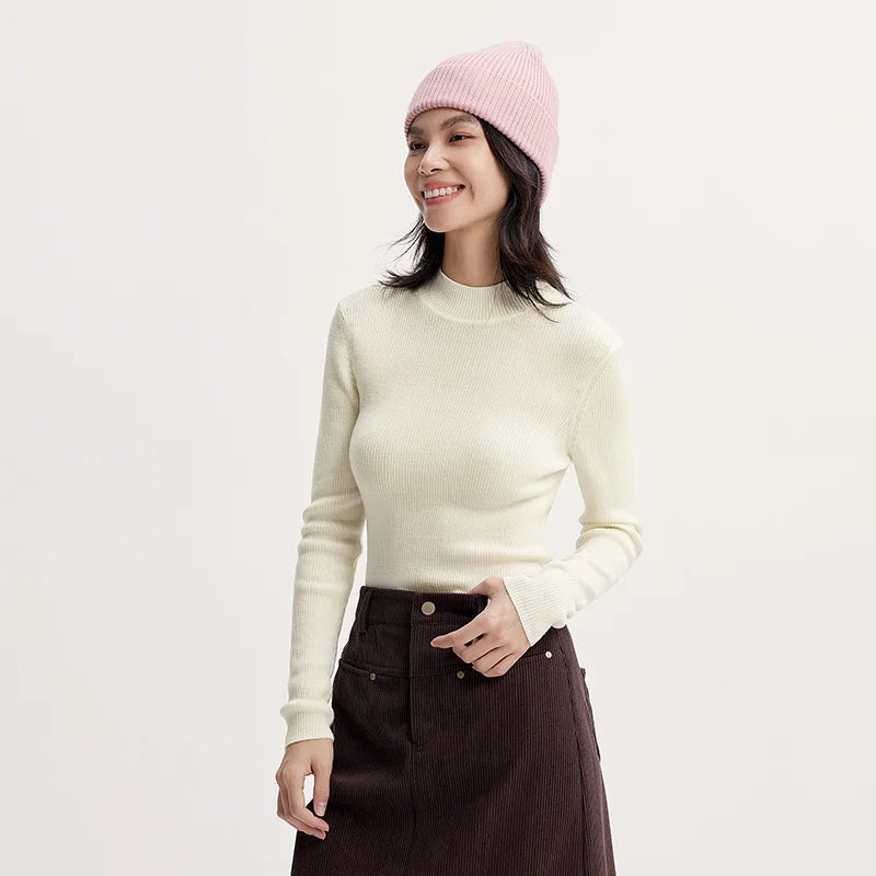 Harriet | Ribbed High Neck Slim Fit Womens Jumpers