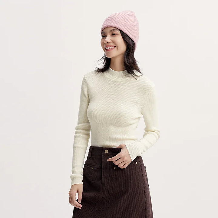 Harriet | Ribbed High Neck Slim Fit Womens Jumpers