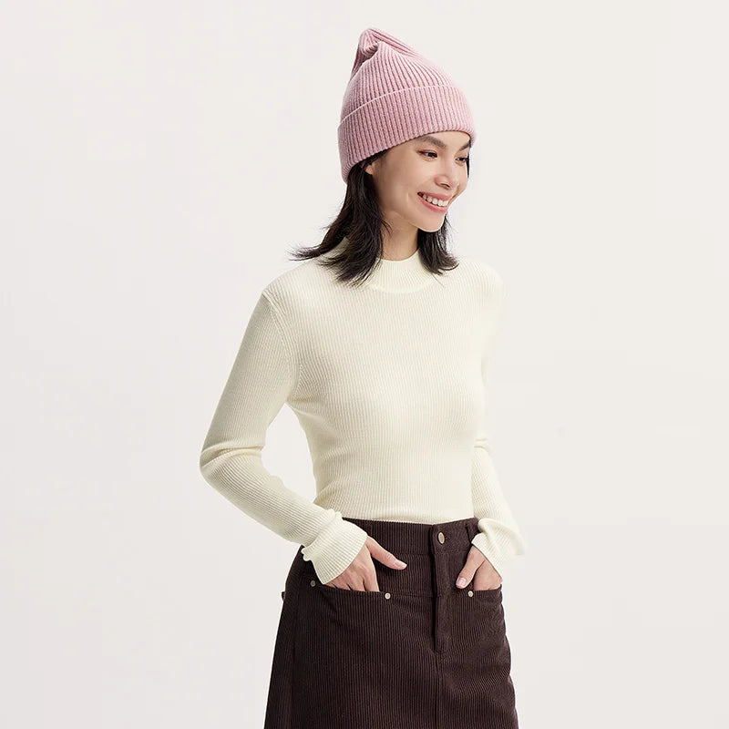 Harriet | Ribbed High Neck Slim Fit Womens Jumpers