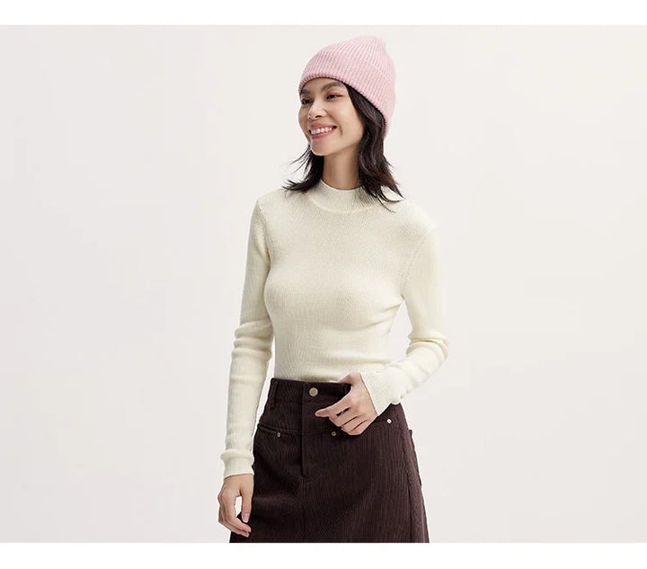 Harriet | Ribbed High Neck Slim Fit Womens Jumpers