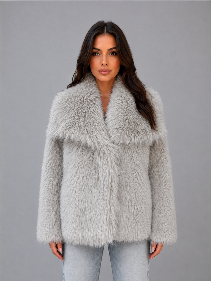 Harriet | Sophisticated Shawl Collar Faux Fur Coat