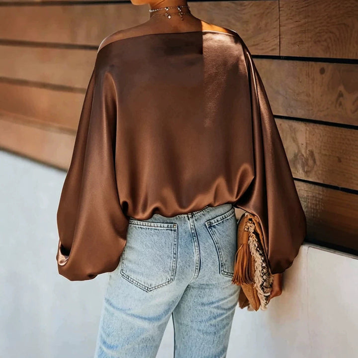 Harriet | Stylish Satin Off-Shoulder Party Top with Batwing Sleeves