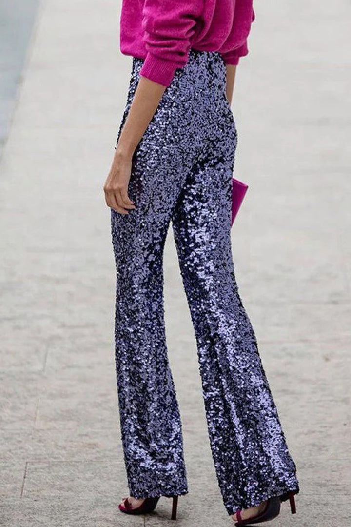 Harriet | Timeless Sequin Trousers with Flared Bell Bottom Hem