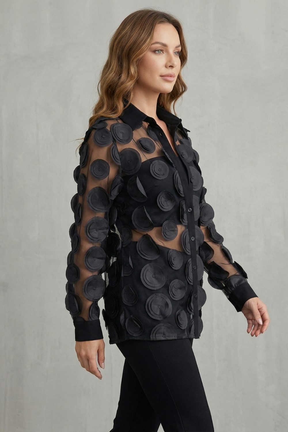 Hazel | Classic 3D Floral Applique Mesh Party Top