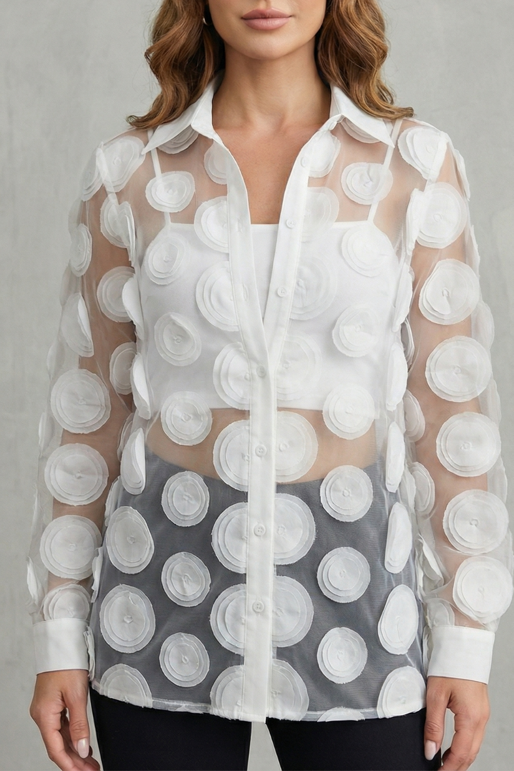 Hazel | Classic 3D Floral Applique Mesh Party Top