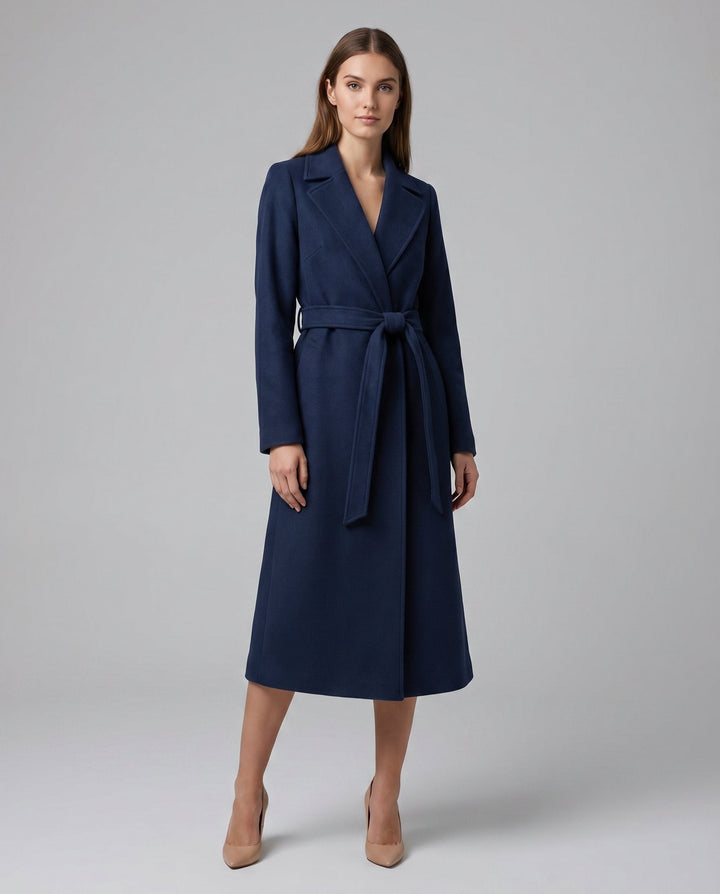 Hazel | Timeless Belted Long Coat with Tailored Lapel Collar