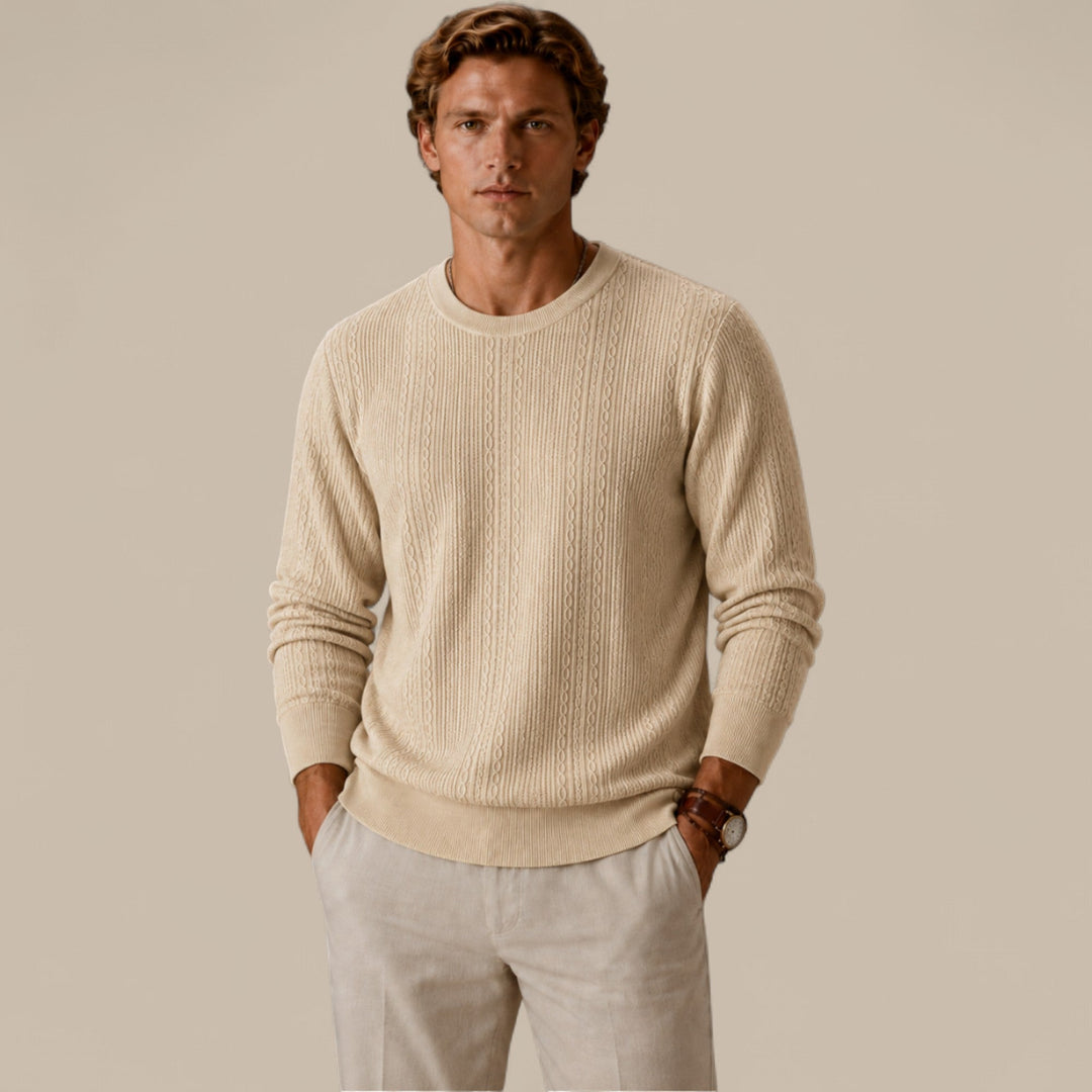 Henry | Graceful Cable Knit Crew Neck Mens Jumpers