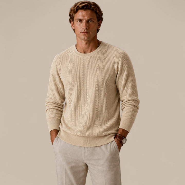 Henry | Graceful Cable Knit Crew Neck Mens Jumpers