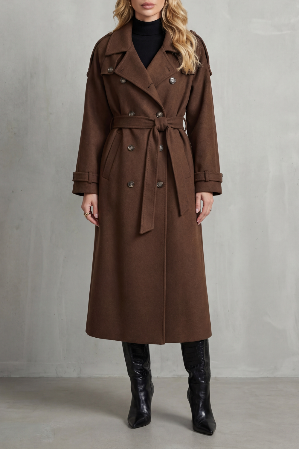 Imogen | Relaxed Oversized Double-Breasted Long Trench Coat