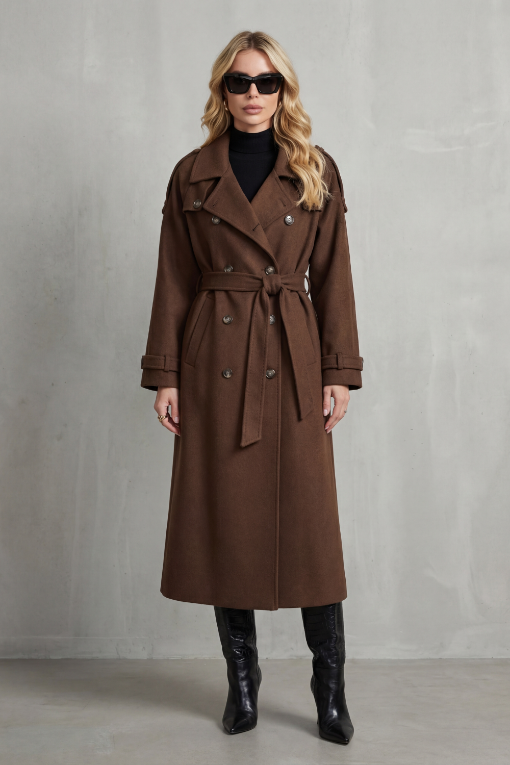 Imogen | Relaxed Oversized Double-Breasted Long Trench Coat