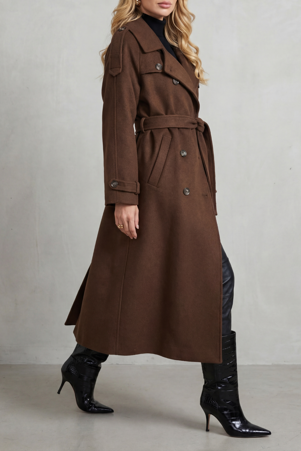 Imogen | Relaxed Oversized Double-Breasted Long Trench Coat