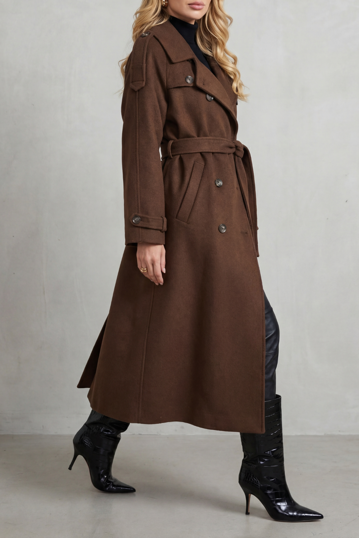 Imogen | Relaxed Oversized Double-Breasted Long Trench Coat