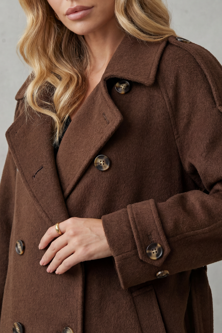 Imogen | Relaxed Oversized Double-Breasted Long Trench Coat