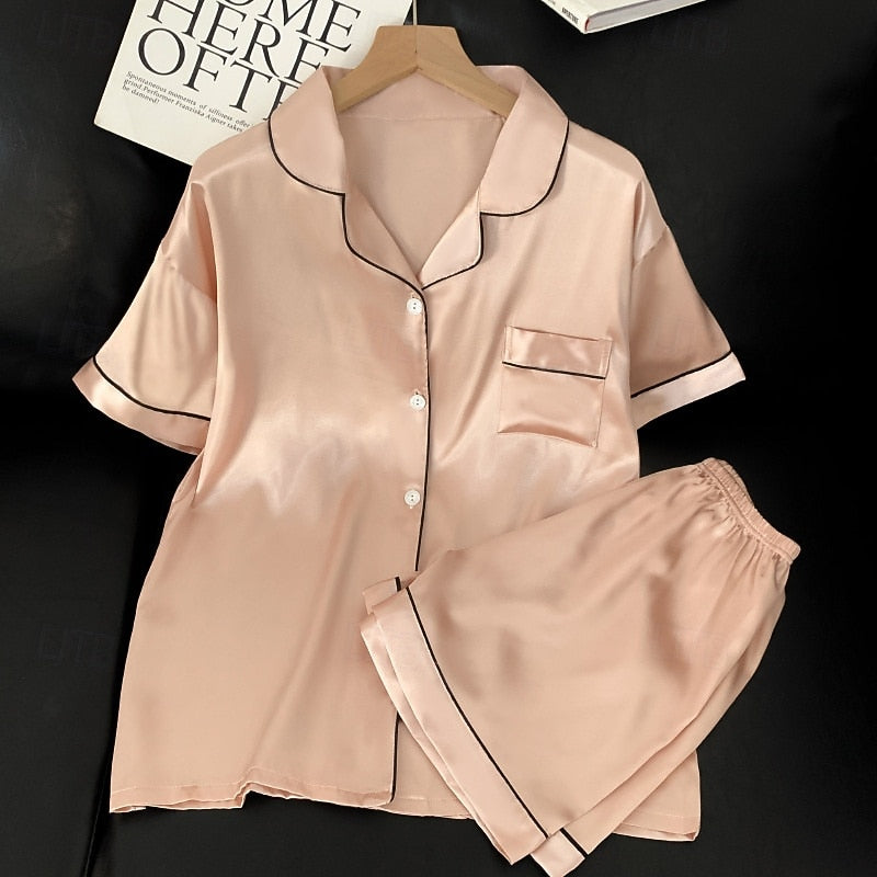 Imogen | Timeless Ladies Pyjamas Satin Button-Front Shorts Set
