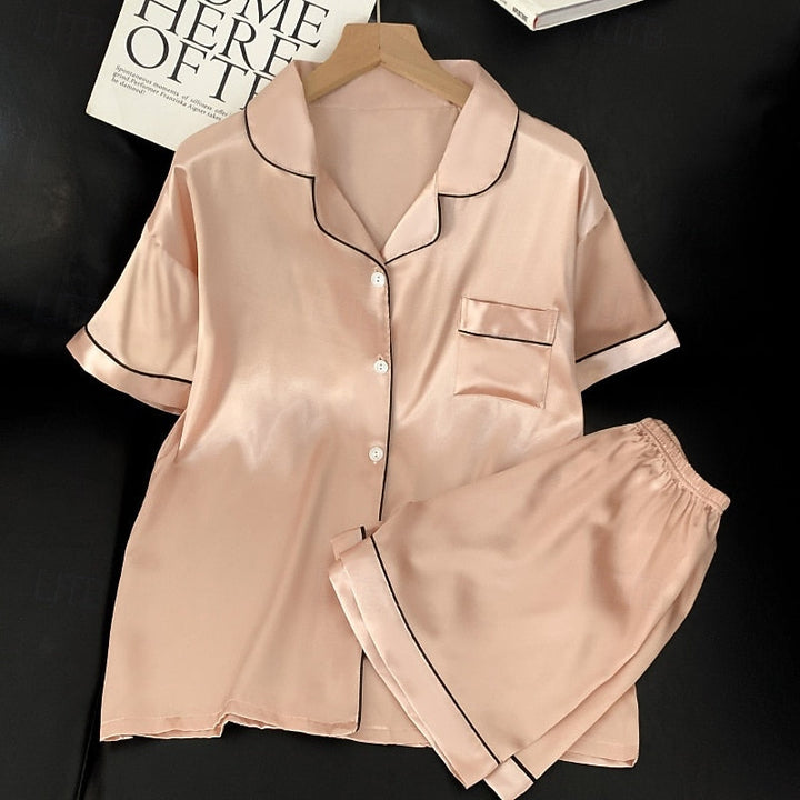 Imogen | Timeless Ladies Pyjamas Satin Button-Front Shorts Set