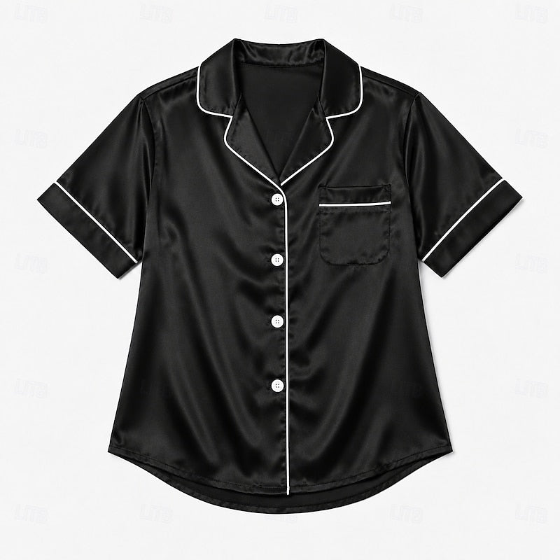 Imogen | Timeless Ladies Pyjamas Satin Button-Front Shorts Set