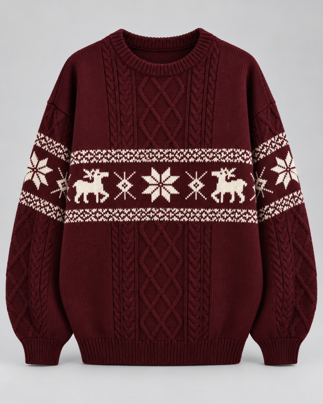 Iris | Cable Knit Reindeer Christmas Jumper for Women