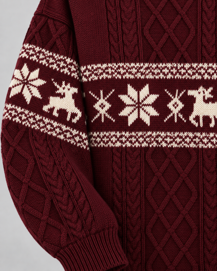 Iris | Cable Knit Reindeer Christmas Jumper for Women