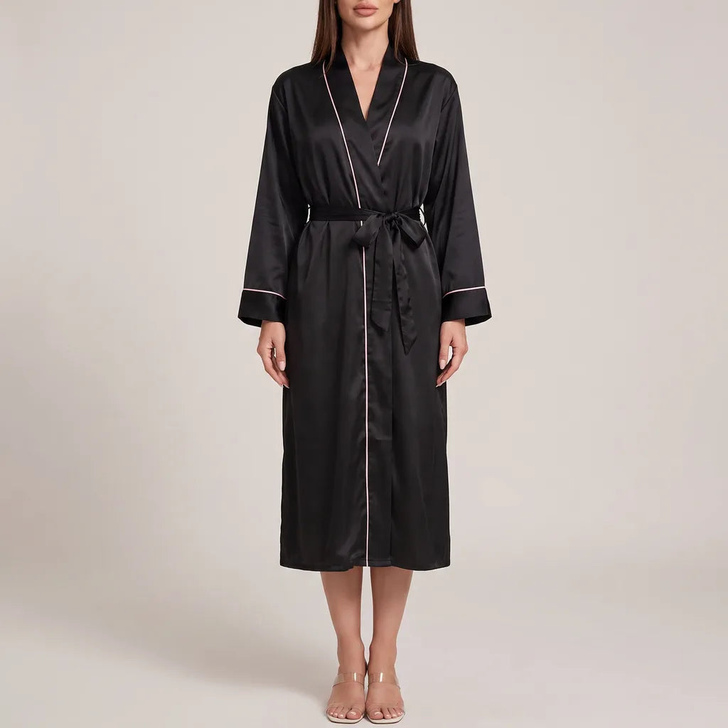 Iris | Classic Satin Kimono Ladies Dressing Gown