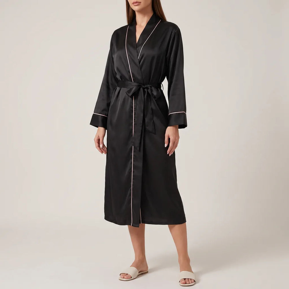 Iris | Classic Satin Kimono Ladies Dressing Gown