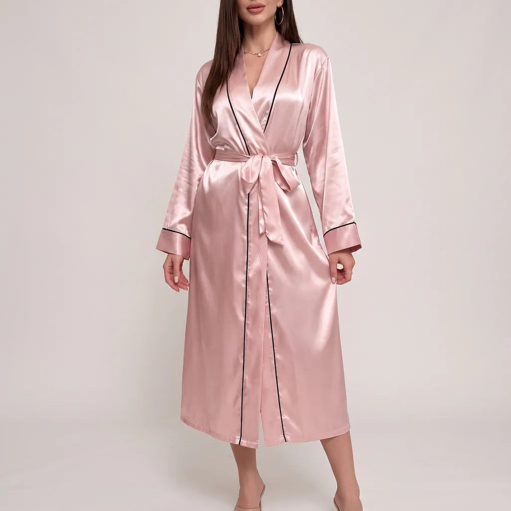 Iris | Classic Satin Kimono Ladies Dressing Gown