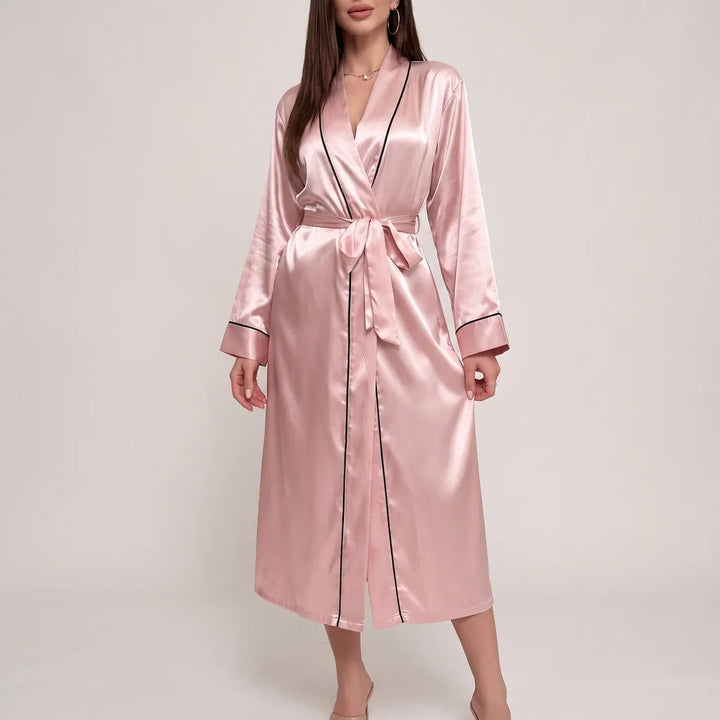 Iris | Classic Satin Kimono Ladies Dressing Gown