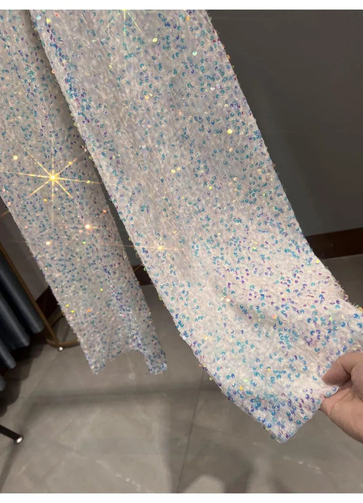Iris | Classic Wide Leg Sequin Trousers