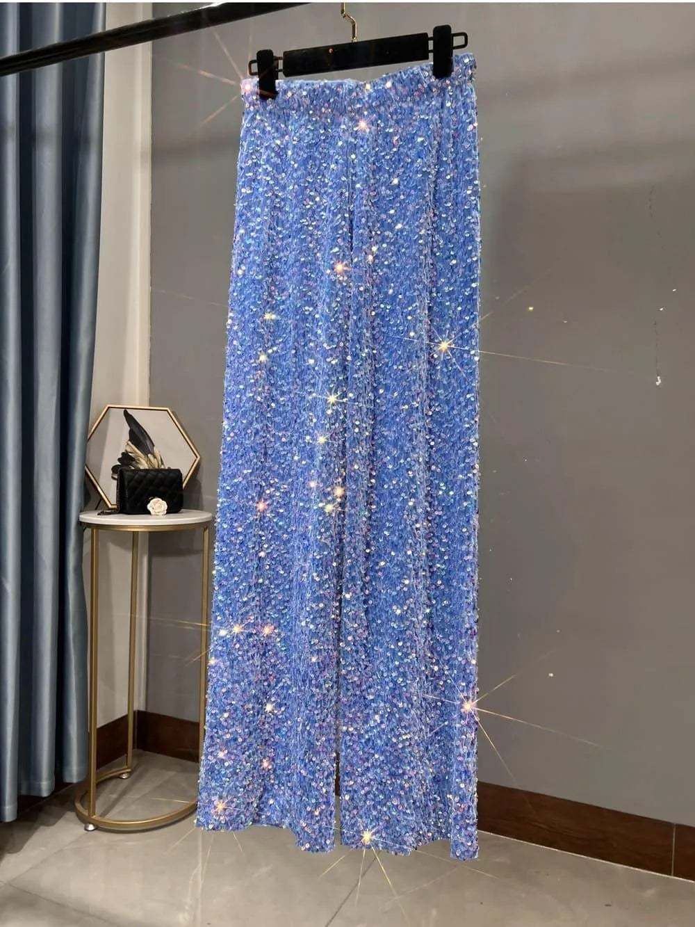 Iris | Classic Wide Leg Sequin Trousers