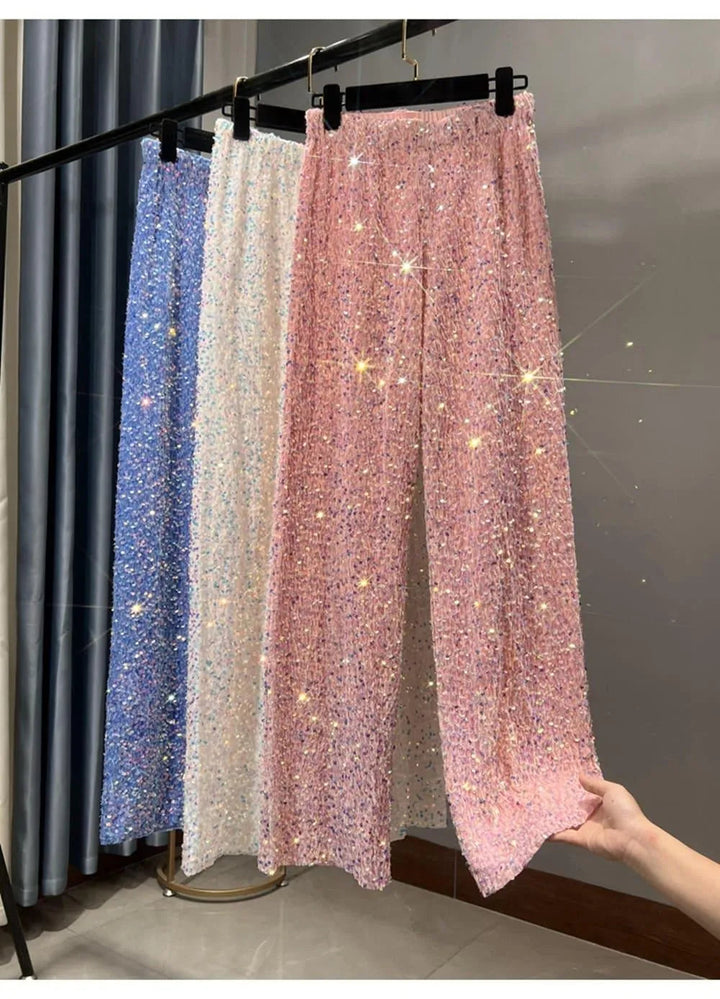 Iris | Classic Wide Leg Sequin Trousers