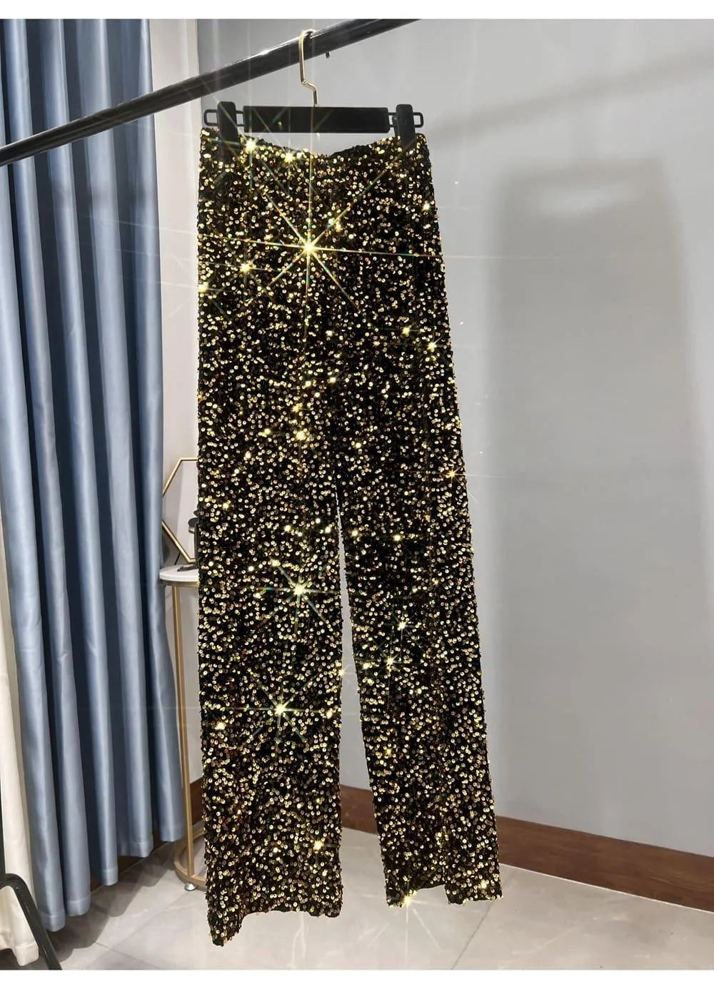 Iris | Classic Wide Leg Sequin Trousers
