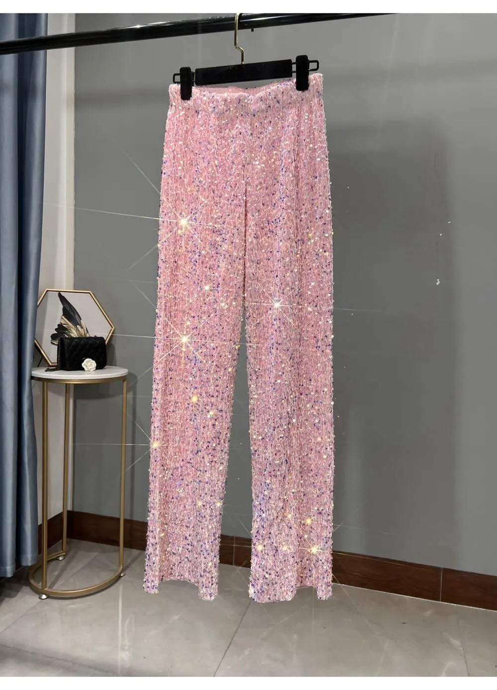 Iris | Classic Wide Leg Sequin Trousers