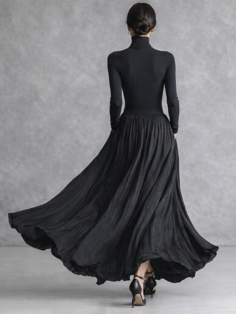 Isabella | Polished Pleated Turtleneck Christmas Party Dress