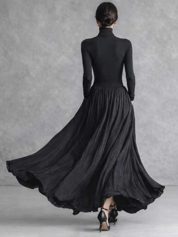 Isabella | Polished Pleated Turtleneck Christmas Party Dress
