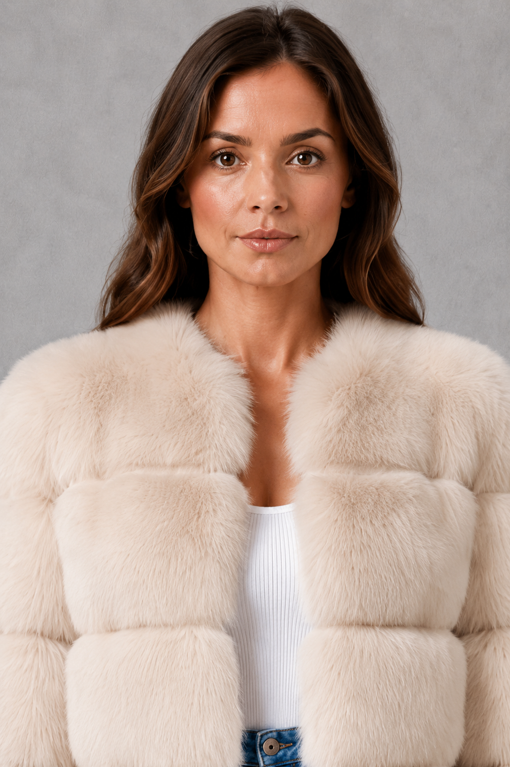 Isabelle | Chic Cropped Panelled Faux Fur Coat