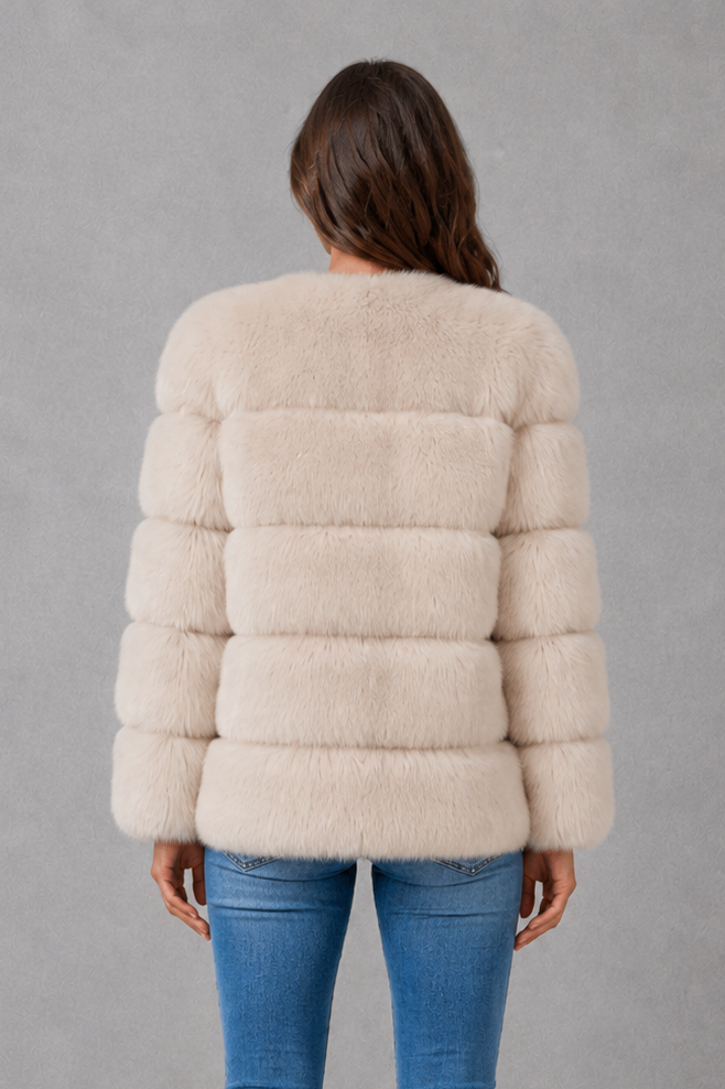 Isabelle | Chic Cropped Panelled Faux Fur Coat