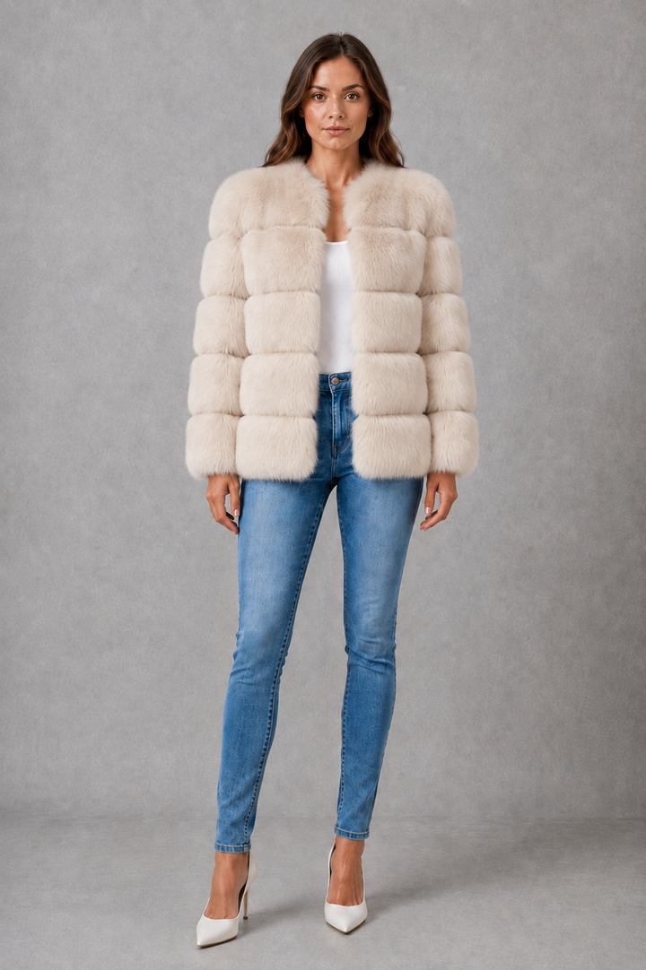 Isabelle | Chic Cropped Panelled Faux Fur Coat
