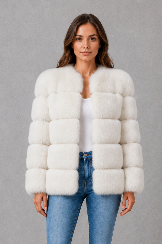 Isabelle | Chic Cropped Panelled Faux Fur Coat