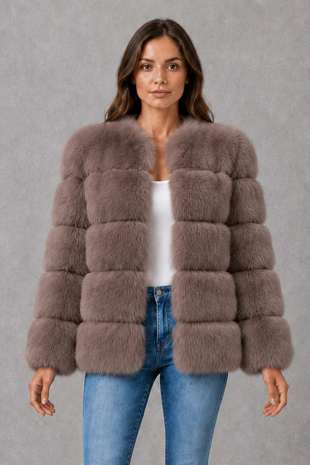 Isabelle | Chic Cropped Panelled Faux Fur Coat