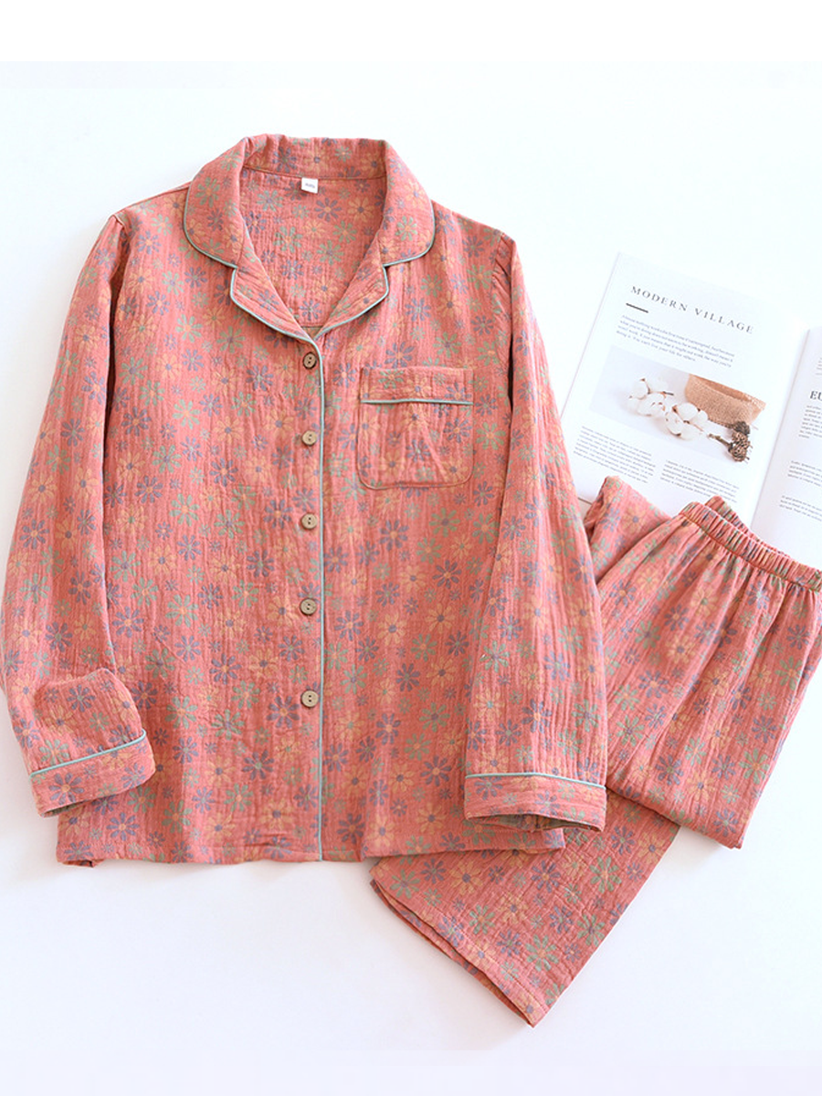 Isabelle | Cosy Ginkgo Leaf Print Ladies Pyjamas Set