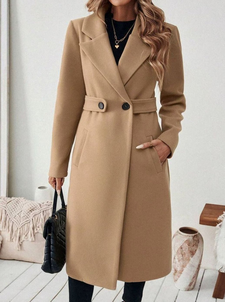 Isabelle | Elegant Belted Long Coat with Wide Collar