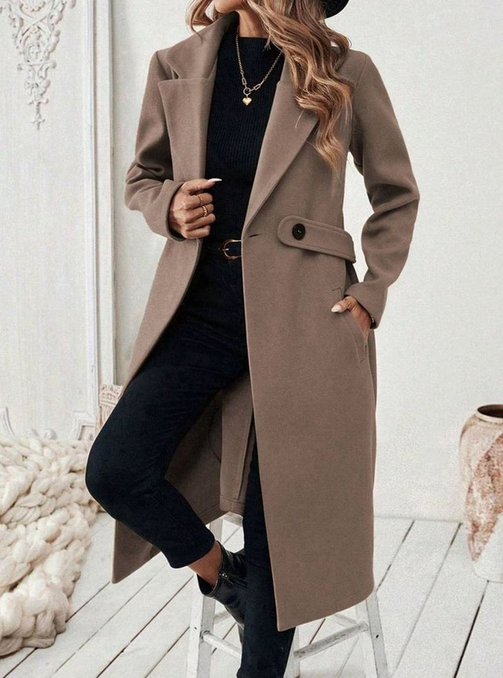 Isabelle | Elegant Belted Long Coat with Wide Collar
