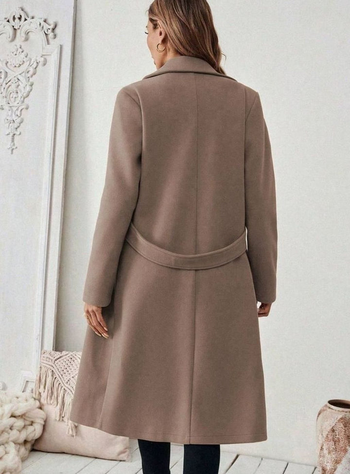 Isabelle | Elegant Belted Long Coat with Wide Collar