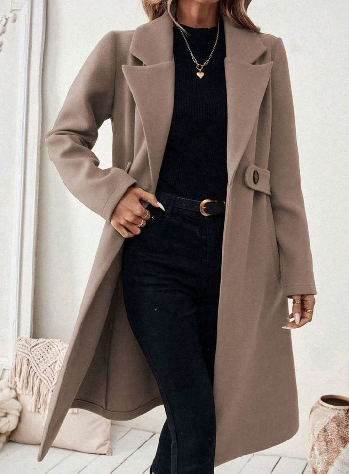 Isabelle | Elegant Belted Long Coat with Wide Collar