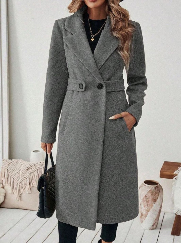 Isabelle | Elegant Belted Long Coat with Wide Collar