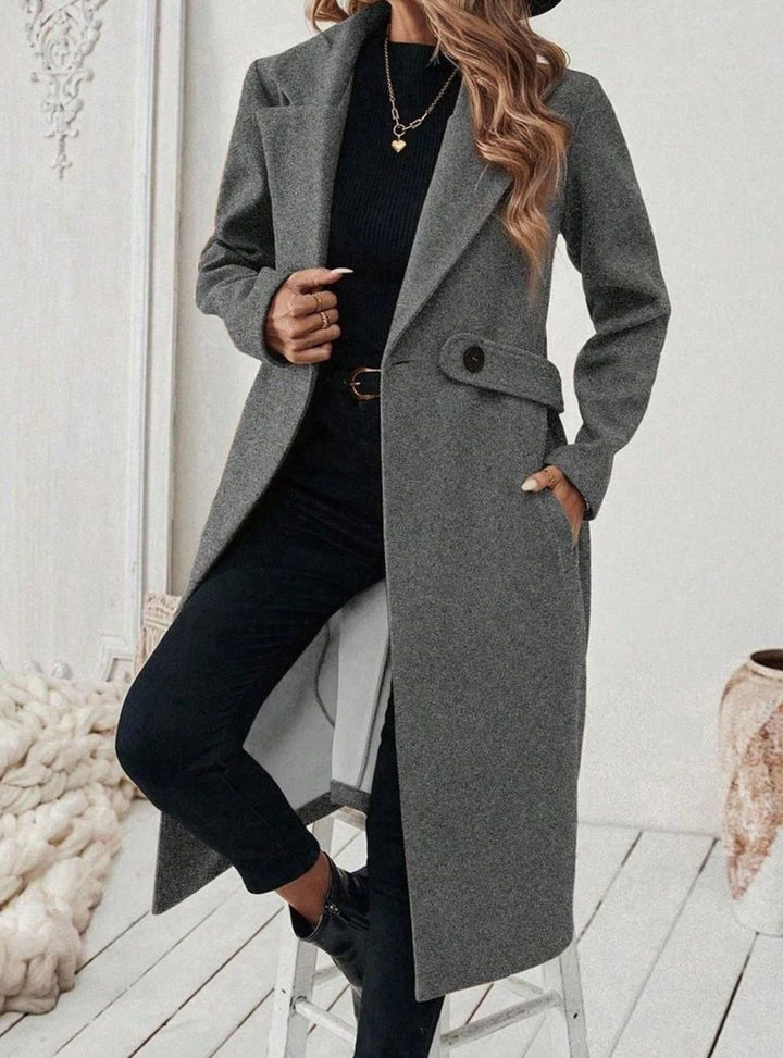 Isabelle | Elegant Belted Long Coat with Wide Collar